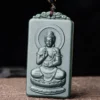 Natural Jade Buddha Two Sided Pendants Necklace