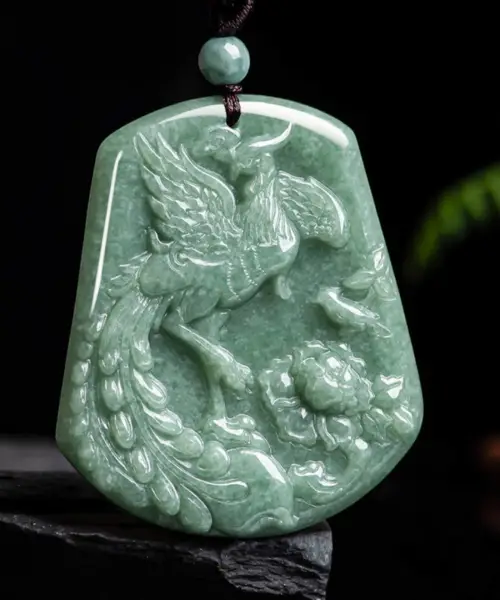 Natural Untreated Grade A Jade Clover Leaf Jadeite Pendant Hand Carved Burmese Jadeite