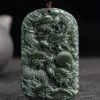 Nine Dragon Two Sided Natural Jade Pendant Necklace