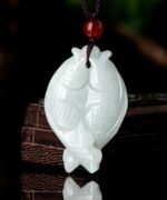 Double Fish Pisces Genuine Type A Jade Jadeite Pendant Necklace
