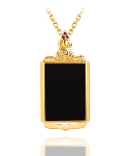 Natural Black Jade Simple Rectangle Medal S925 Pendant Necklace