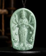 Zen Thousand Hands Guanyin Medal 100% Untreated Type A Authentic Jade Pendant Necklace