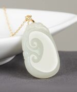 18K Gold Pendant Bail Auspicious Ruyi Jade Natural Jade Pendant Necklace