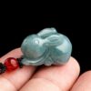 3D Carved Zodiac Rabbit Natural Type A Jade Pendant Necklace