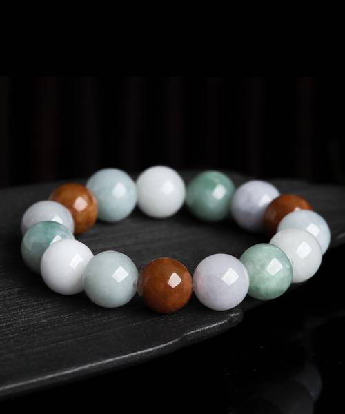 13mm Bead Multi Color Natural Jade Buddha Bead Bracelet