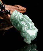 Wealth Pixiu Jadeite Feicui Carved 100% Untreated Natural Type A Jade Pendant Necklace