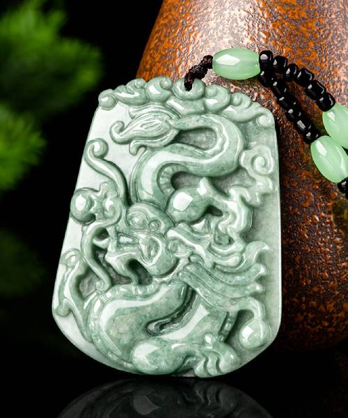 Natural Jade Dragon Carved Pendant Necklace