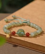 6mm Bead S925 Lotus Pod Natural Jade Donut Ring South Red Agate Hand String