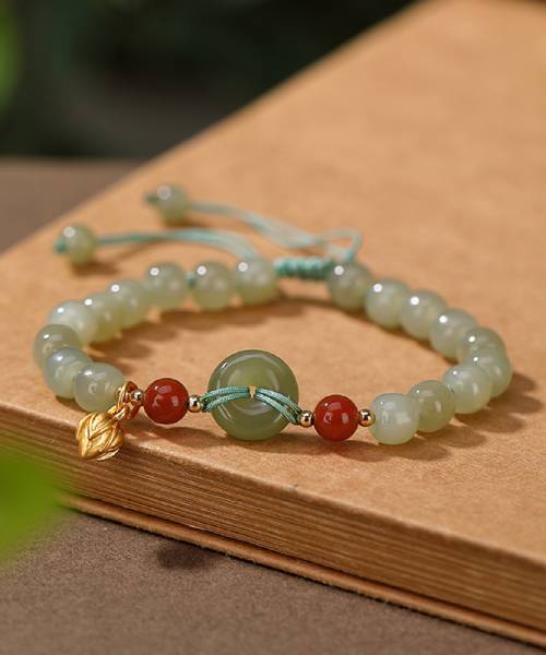 6mm Bead S925 Lotus Pod Natural Jade Donut Ring South Red Agate Hand String