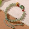 6mm Bead S925 Lotus Pod Natural Jade Donut Ring South Red Agate Hand String