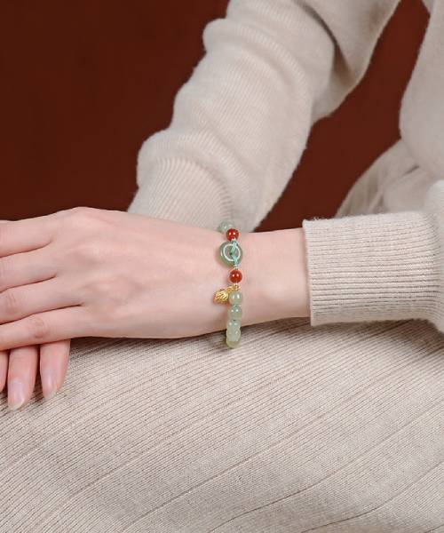 6mm Bead S925 Lotus Pod Natural Jade Donut Ring South Red Agate Hand String - Image 2