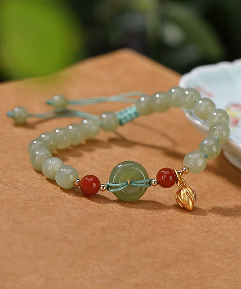 6mm Bead S925 Lotus Pod Natural Jade Donut Ring South Red Agate Hand String - Image 5