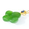 18K Gold Inlay Four Leaf Clover Jade Pendant Necklace
