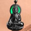 Amitabha Buddha Black Jade Pendant Necklace