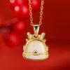 S925 Natural Hetian Jade Cute Dragon Gold Pendant