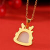 S925 Natural Jade Cute Dragon Gold Pendant Necklace