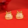 S925 Natural Jade Dragon Gold Earrings