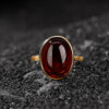 Natural Amber Bloody Cabochon Design S990 Open Ring