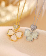 Natural Jade Luck Four Leaf Clover S925 Pendant Necklace