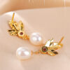 Natural Pearl Leaf Design S925 Earrings