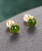 Natural Jade Round Simple Design S925 Earrings