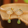 Natural Hetian Jade Shell Water Drops Design S925 Earrings