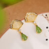 Natural Jade Shell Water Drops Design S925 Earrings