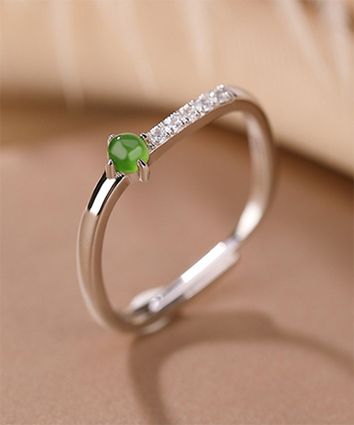 Natural Jade Simple Design S925 Open Ring