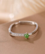 Natural Jade Simple Design S925 Open Ring