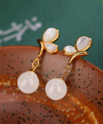 Natural Jade Butterfly Design S925 Earrings