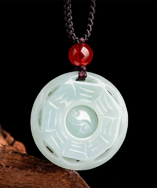 Natural Jade Tai Chi Octagonal Pendant Necklace