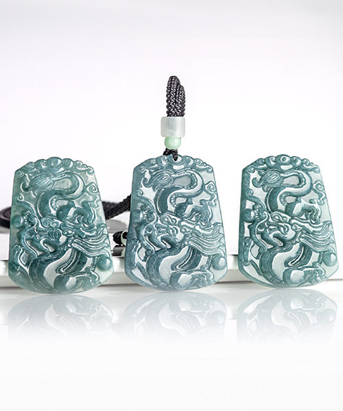 Natural Jade Dragon Pendant Necklace