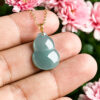 18K Gold Natural Jade Gourd Pendant Necklace