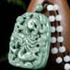 Two Sided Natural Jade Dragon Pendant Necklace