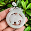 Natural Jade Elephant Hollow Pendant Necklace