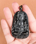 Natural Jade Guanyin Black Jade Pendant Necklace