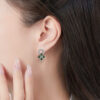 S925 Natural Jade Four Leaf Clover Earrings