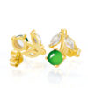 S925 Natural Jade Cherry Gold Earrings