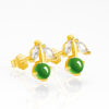 S925 Natural Jade Cherry Gold Earrings