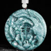 Natural Jade Phoenix and Peony Flower Pendant Necklace