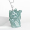 S925 Natural Jade Lucky Cat Pendant