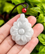 Natural Jade Longevity Flower Pendant