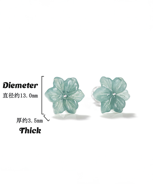 S925 Natural Jade Plum Blossom Flower Earrings