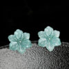 S925 Natural Jade Plum Blossom Flower Earrings