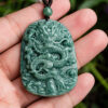 Natural Jade Two Sided Dragon Medal Pendant