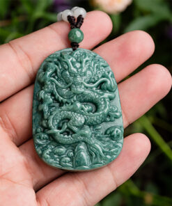 Natural Jade Two Sided Dragon Medal Pendant