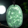 Natural Jade Dragon Oval Medal Pendant Necklace