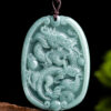 Natural Jade Dragon Oval Medal Pendant Necklace