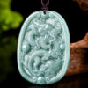 Natural Jade Dragon Oval Medal Pendant Necklace