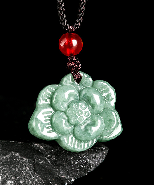Natural Jade Flower Lotus Pendant